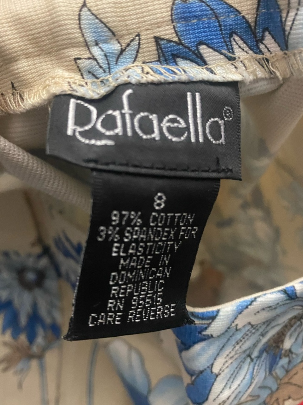 Rafaella Floral Cropped Ankle Pants Blue Tan Size 8 - Picture 5 of 5